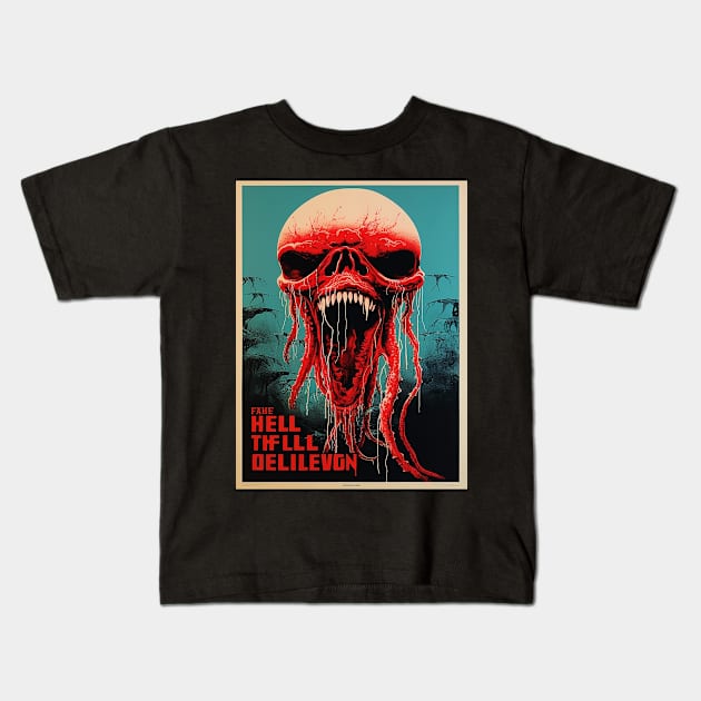 Fictional Horror Movie Poster Kids T-Shirt by galenfrazer